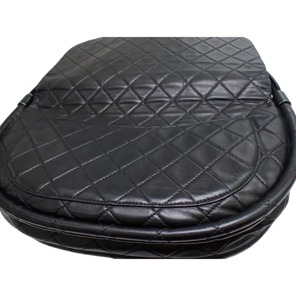 Chanel Medium Hula Hoop Bag Vintage CC Black Lambskin Flap SHW Quilted Rare